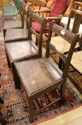 A set of four Regency provincial dining chairs and two rush seat chairs