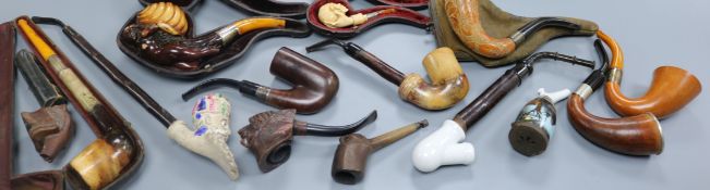 A group of 19th century Meerschaum and other pipes