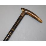 An early 20th century segmented horn walking stick