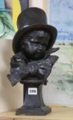 A modern bronze child bust
