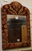 A cut-velvet framed mirror W.48cm