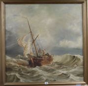 A.Lainchbury oil on board, Fishing boat at sea, signed 81 x 81cm.