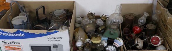A group of lighting, including oil lamps