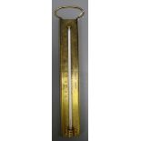 A Negretti and Zambra hanging brass thermometer, 39.5cm.