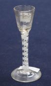 A George III opaque twist stem cordial glass, 16.5cm.