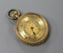 A lady's 18ct gold fob watch.