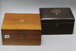 A Victorian walnut writing slope and one other box (2)