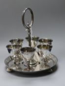 An Edwardian silver egg cruet, Sheffield, 1902, 21cm, 27.5 oz.