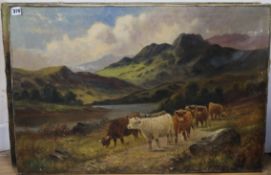 Charles W. Oswald (19th century) pair of oils on canvas, Highland cattle, signed, 51 x 76cm