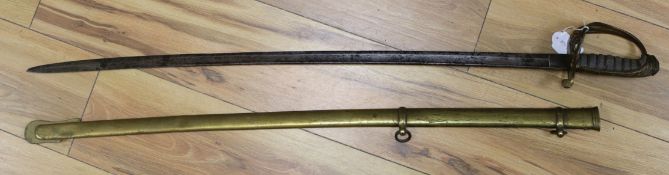 A Victorian dress sword with etched blade, possibly for Colonel Bray of Somerton Court, Somerset