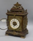 A French mahogany and brass mounted mantel clock height 42cm