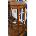 An Edwardian Sheraton revival inlaid urn stand H.71cm