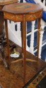 An Edwardian Sheraton revival inlaid urn stand H.71cm