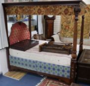 A Victorian mahogany four poster bed W.4ft. 6in.