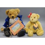 An exclusive Sue Pearson Hermann Prinny bear and a Collector's Bear with us NZ 'Elizabeth'