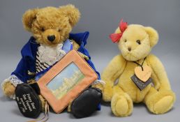 An exclusive Sue Pearson Hermann Prinny bear and a Collector's Bear with us NZ 'Elizabeth'