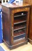 A Victorian inlaid and banded walnut music cabinet W.55cm