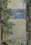 John Linfield, watercolour, Lake Como, Little Bay, Farenna, 34 x 24cm and sundry pictures