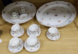 A large Meissen platter and part tea service and other items Platter 59cm long