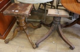 Two early 19th century quadruple splay-legged table bases W.70, W.78cm