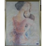 Philip Meninsky, coloured pencil, 'Dancing', signed, 42 x 31cm
