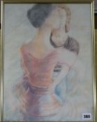 Philip Meninsky, coloured pencil, 'Dancing', signed, 42 x 31cm