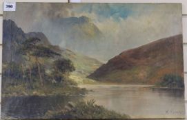 W.Richards (F.J.Jamieson) oil on canvas, Loch scene, 40 x 61cm unframed.
