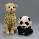 A Steiff limited edition white label 2000 San Diego Cheetah and a white label USA Baby Panda