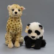 A Steiff limited edition white label 2000 San Diego Cheetah and a white label USA Baby Panda