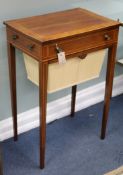 A George III partridge wood and rosewood banded writing / combination work table W.51cm