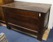 A large 18th century oak coffer W.147cm