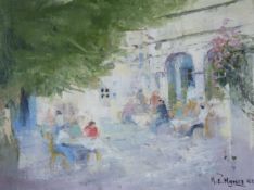 Arthur E.Hance, oil on canvas, Courtyard, Lefkini, Corfu, signed 30 x 40cm.