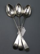 A George III provincial silver Old English pattern basing spoon, Exeter, 1802 and two 18th century