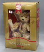 A Hamleys Steiff bear, white tag, boxed