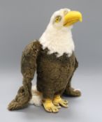 A Steiff Bald Eagle, with flags, Last Frontier and bag