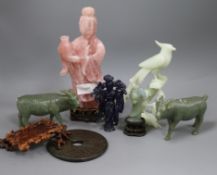 A group of Chinese hardstone carvings Tallest 26cm