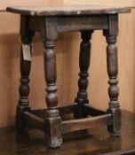 A 17th century style oak joint stool W.46cm