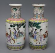 Two 19th century Chinese famille rose bottle vases 23cm high