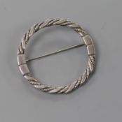 A 1970's Danish Georg Jensen sterling silver circular openwork brooch, no. 254, 38mm.