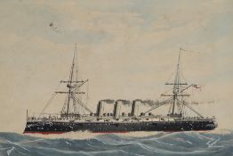 Naval interest- two gouaches of HMS Arrogant and Terrible, other various prints including Battle