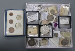 A collection of UK silver coins, Victoria and later, including half crowns, godless florins etc