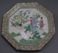 A 19th century Chinese hexagonal plate 35cm diameter