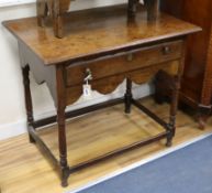 An early 18th century oak side table W.86cm