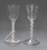 Two 18th century air twist stem glasses