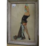 G. Strootman, watercolour and crayon, Showgirl, signed 56 x 36cm.