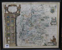 After Willem Janszoon Blaeu (1571-1638). A coloured engraved map 'Wiltonia Sive Camitatus