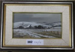 American School, oil on board, Late Snow, Bredbo, 11 x 21cm.