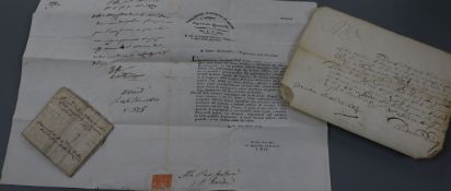 Two 17th century handwritten documents and a 19th century letter with the Papal seal