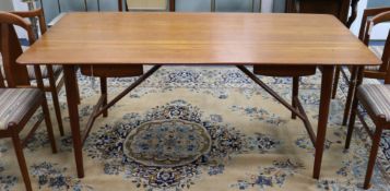 A Danish design mid-20th century teak two-drawer desk W.170cm