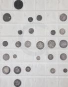 An album of British coins Roman Empire to Queen Victoria, including Roman AE coins, a Domitian AR